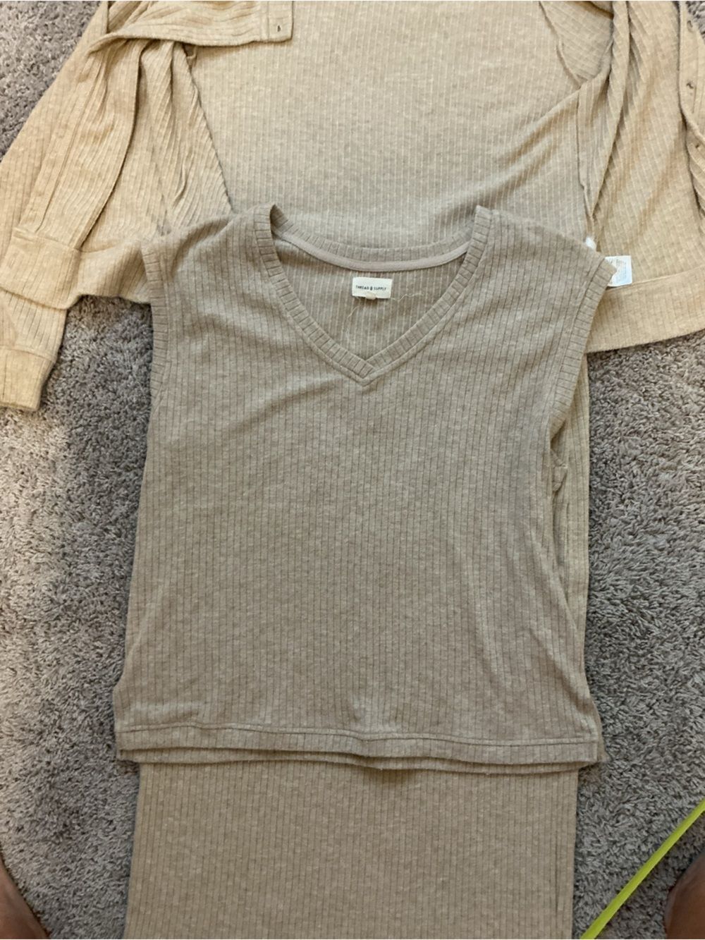 Thread & Supply Tan Ribbed Knit Three - Piece Set - Picture 5 of 9